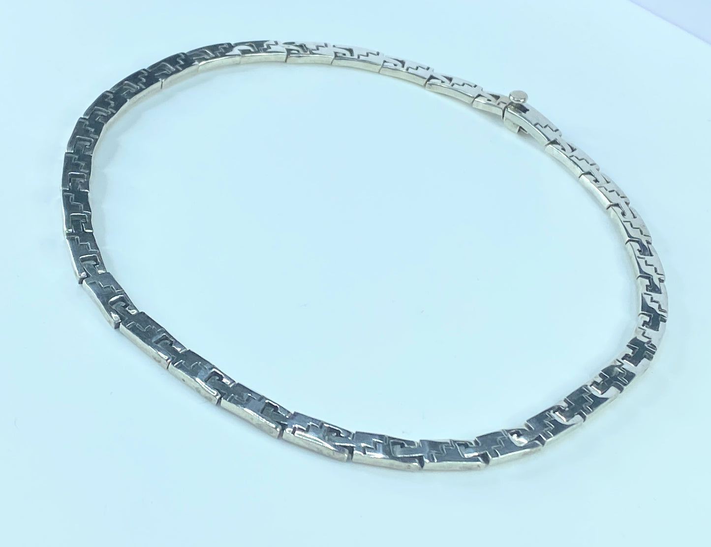 Sterling Silver 925 Hopi style Geometric Link 7mm choker necklace