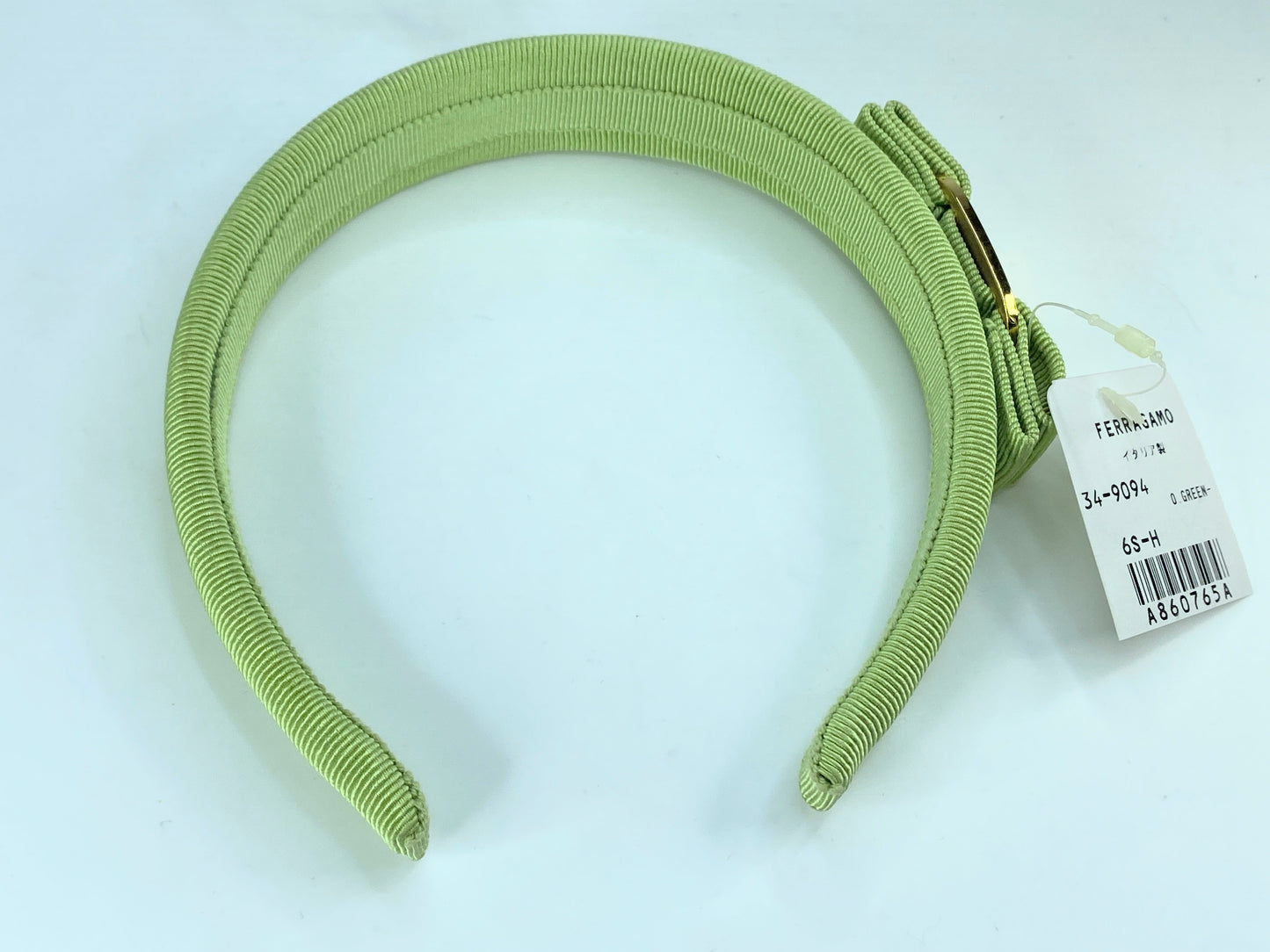 Vintage Salvatore Ferragamo Smith Green Vara Bow Headband New GS577