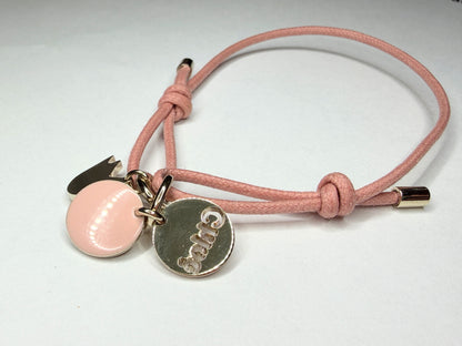 Chloe Pink Cord Logo Charm Adjustable Bracelet Pouch New old Stock GS759