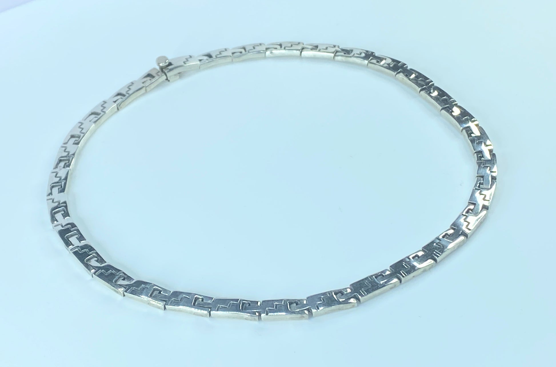 Sterling Silver 925 Hopi style Geometric Link 7mm choker necklace