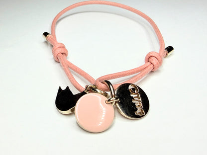 Chloe Pink Cord Logo Charm Adjustable Bracelet Pouch New old Stock GS759