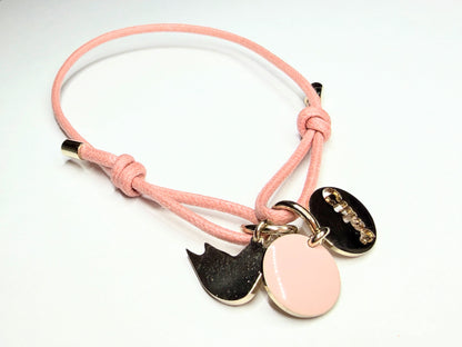 Chloe Pink Cord Logo Charm Adjustable Bracelet Pouch New old Stock GS759