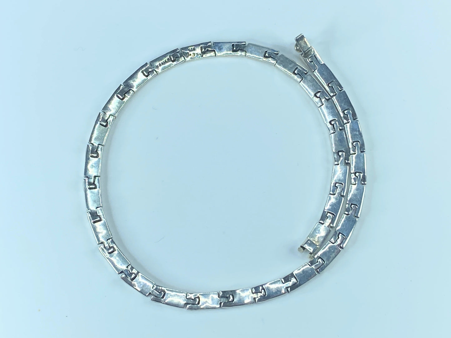 Sterling Silver 925 Hopi style Geometric Link 7mm choker necklace