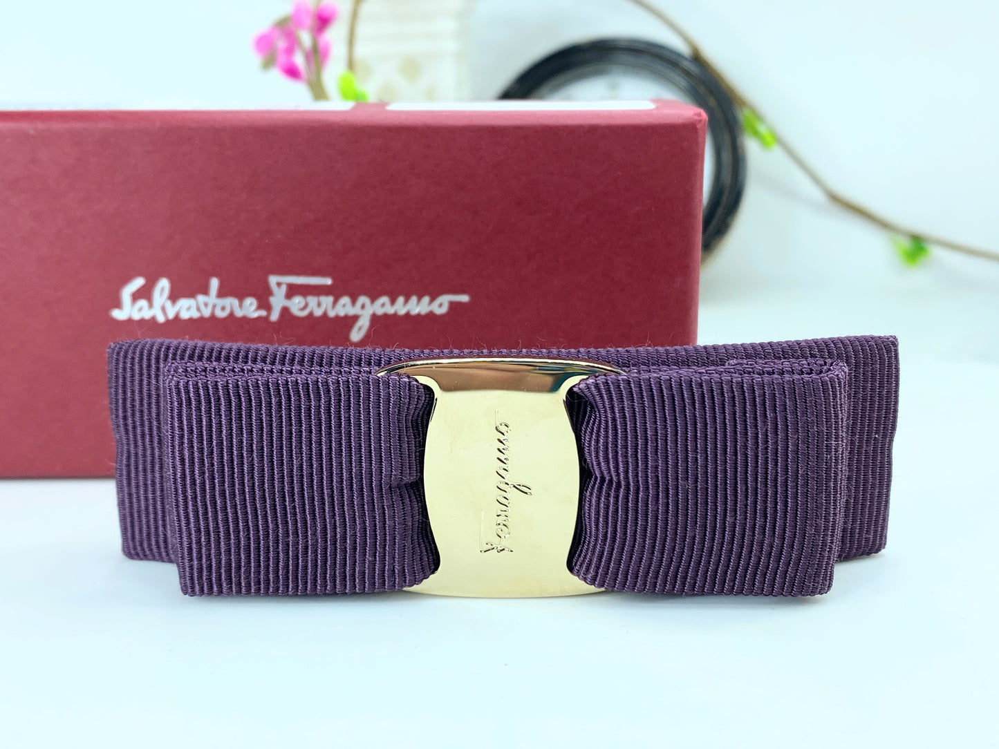Salvatore Ferragamo - Lavender Vara Bow Hair Clip w/original box GS578