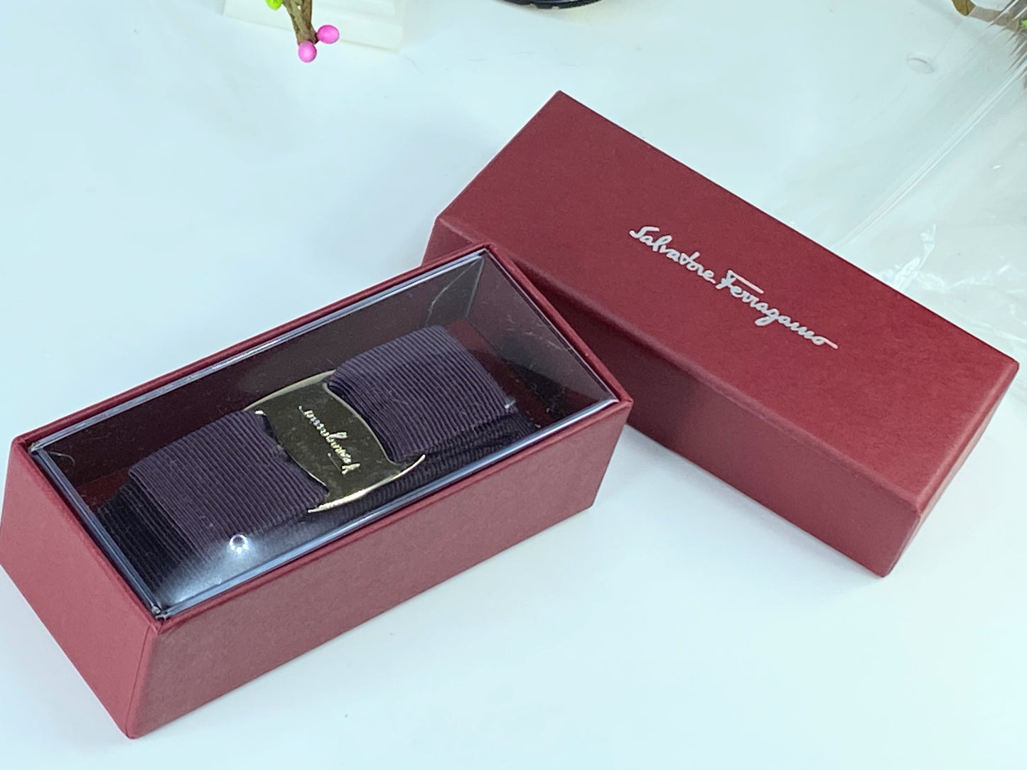 Salvatore Ferragamo - Lavender Vara Bow Hair Clip w/original box GS578