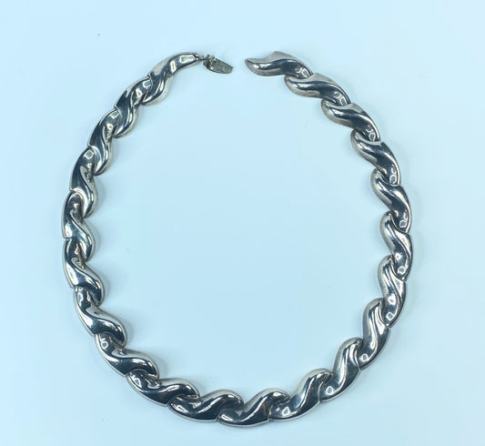 Jondell Mexico Modernist Wave Design Chunky Sterling necklace