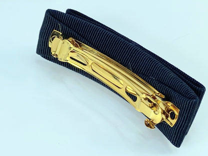 Salvatore Ferragamo Valletta Black Gold-tone Pearl White Gancini hair clip GS579