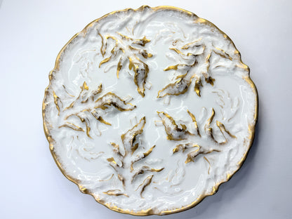 Antique c1890cHaviland Limoges France Oyster Plate Seaweed Design Porcelain A800