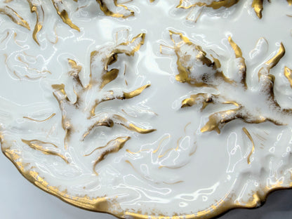Antique c1890cHaviland Limoges France Oyster Plate Seaweed Design Porcelain A800