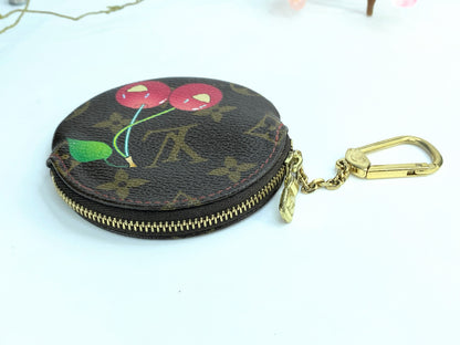 Louis Vuitton Brown Murakami Cherry Porte Monnaie Round Zip Pouch GS61