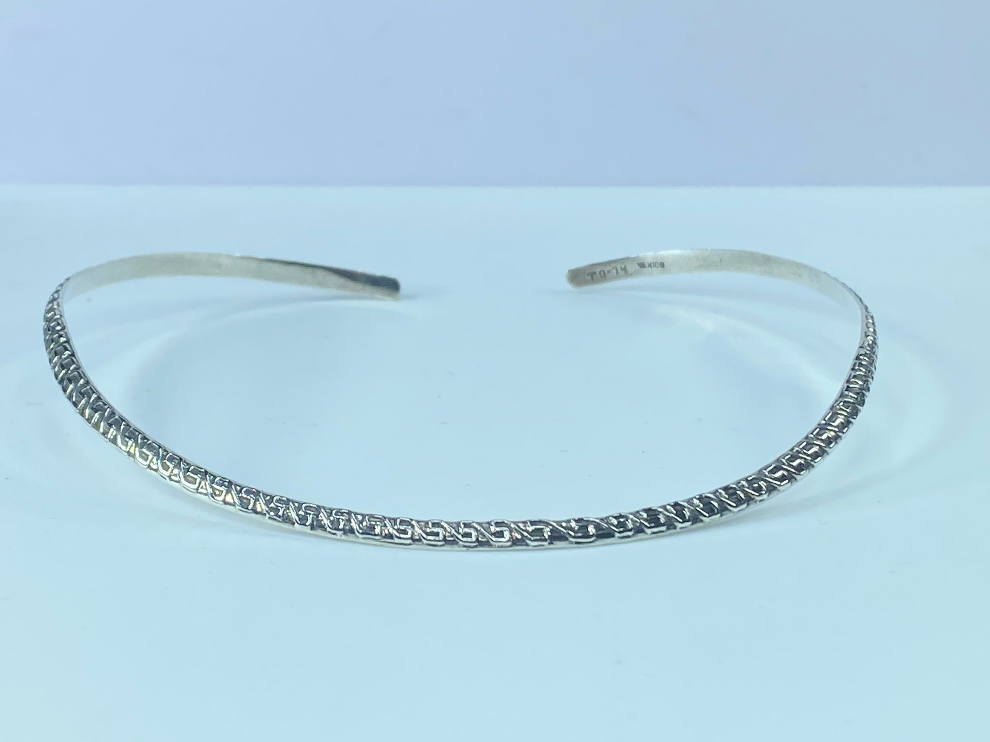 Sterling Silver 925 Greek Meander Fret thin choker collar necklace