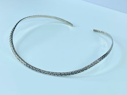 Sterling Silver 925 Greek Meander Fret thin choker collar necklace