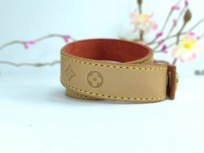 Louis Vuitton Brown Leather Bangle Bracelet GS62