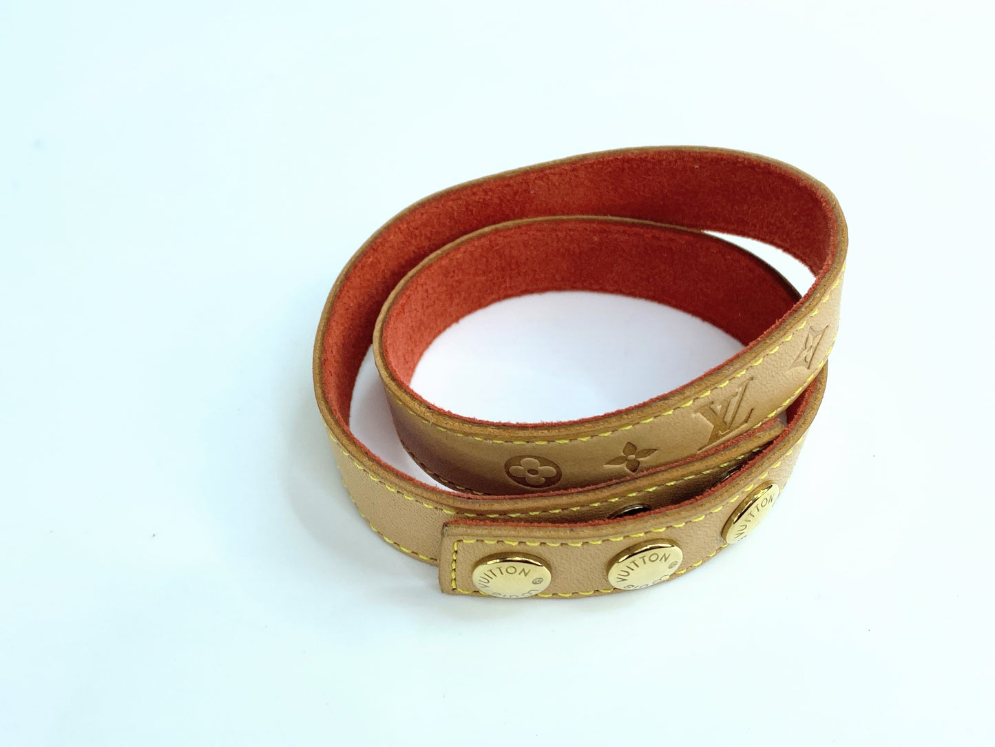 Louis Vuitton Brown Leather Bangle Bracelet GS62