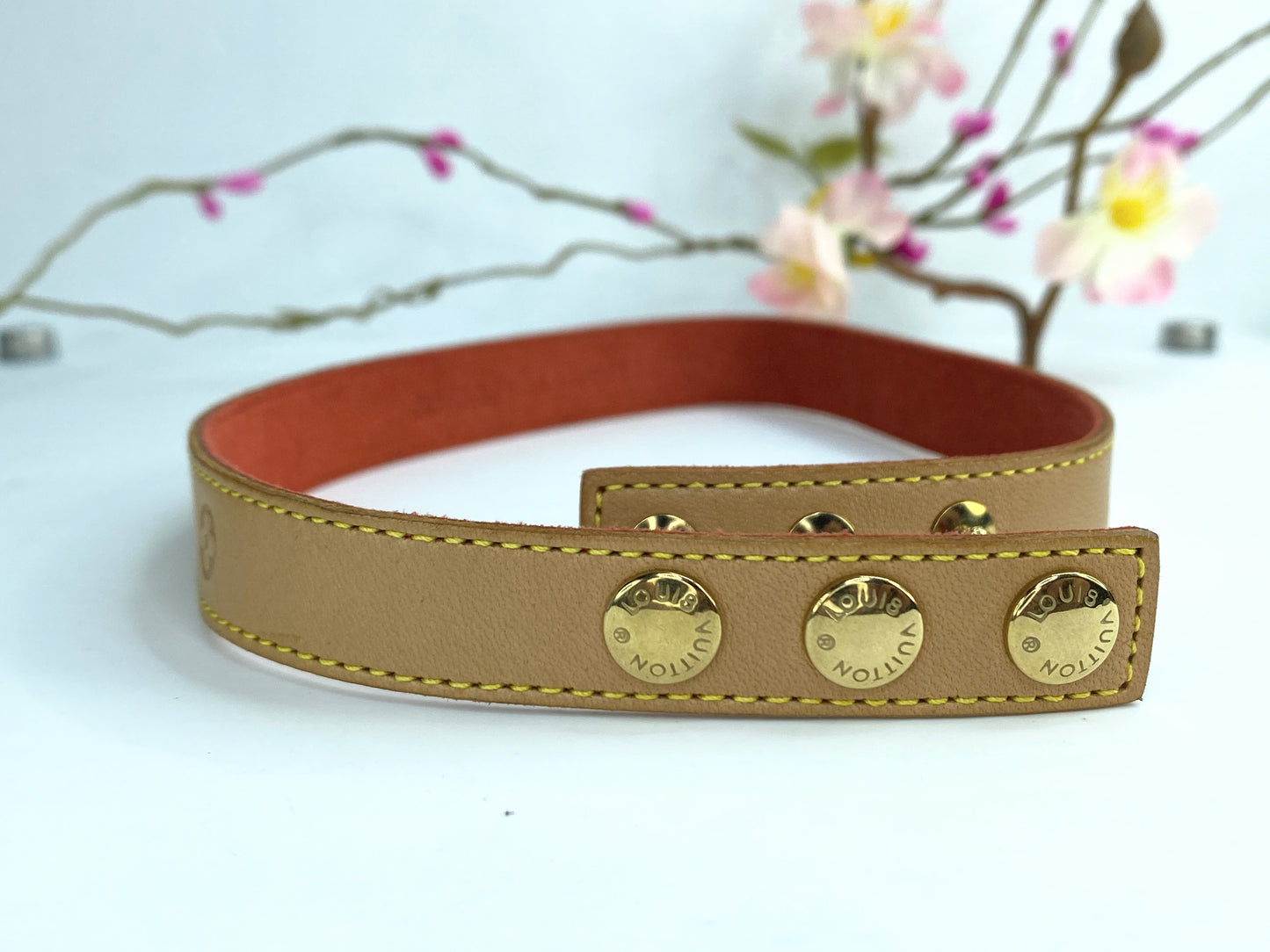 Louis Vuitton Brown Leather Bangle Bracelet GS62