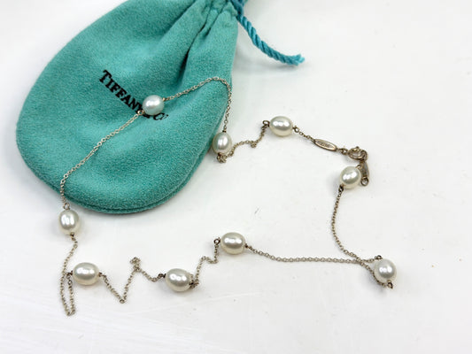 Vintage Tiffany & Co Elsa Peretti Pearl by the Yard sterling necklace 18" JR1355