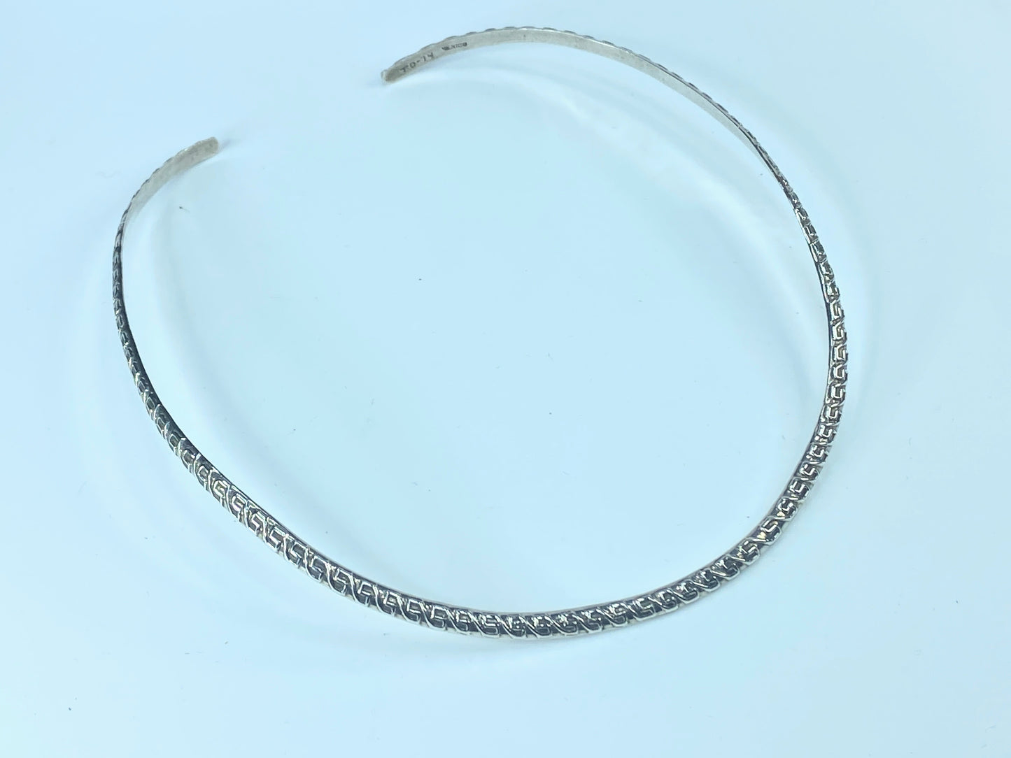 Sterling Silver 925 Greek Meander Fret thin choker collar necklace