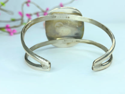 Sterling Silver 925 Turquoise carbonate Texaco Artisan cuff bangle 43g 7" JR800