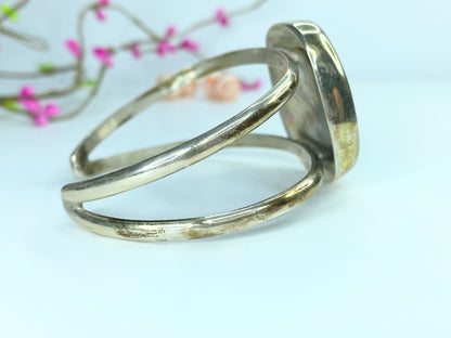 Sterling Silver 925 Turquoise carbonate Texaco Artisan cuff bangle 43g 7" JR800