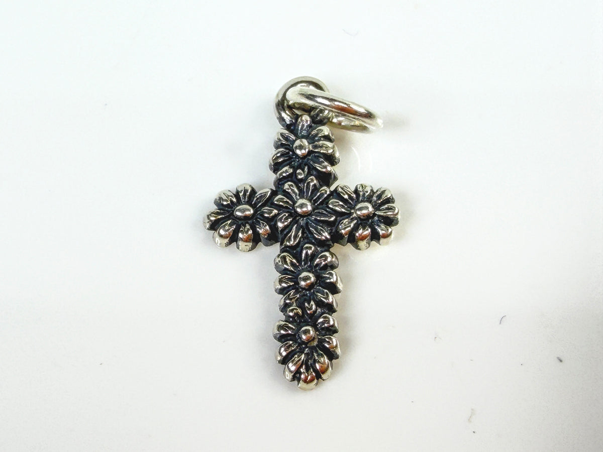 James Avery Sterling Silver Floral Cross Charm Flower Christian Jewelry JR2110