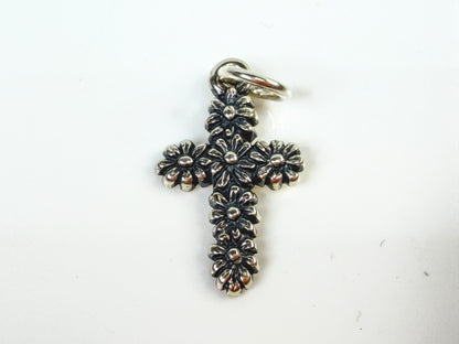 James Avery Sterling Silver Floral Cross Charm Flower Christian Jewelry JR2110