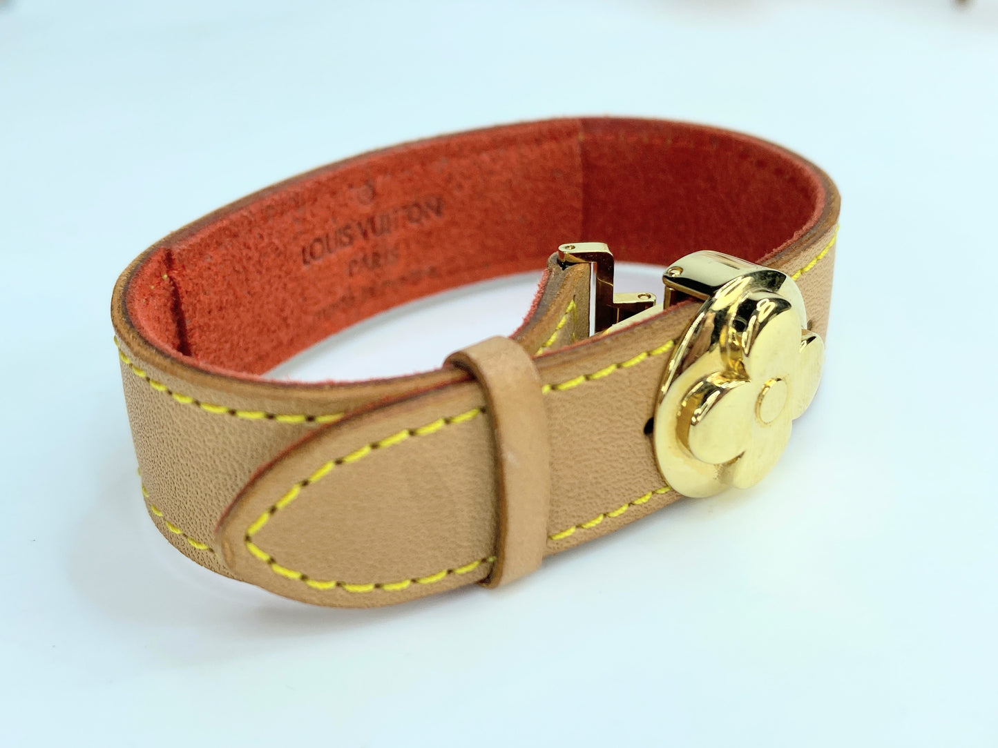 Louis Vuitton Brown Leather Bangle Bracelet GS62