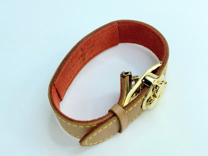 Louis Vuitton Brown Leather Bangle Bracelet GS62