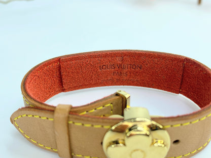 Louis Vuitton Brown Leather Bangle Bracelet GS62