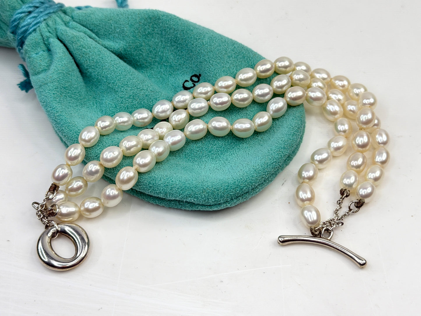 Tiffany & Co. Elsa Peretti Sevillana Toggle sterling Pearl Bracelet JR1356