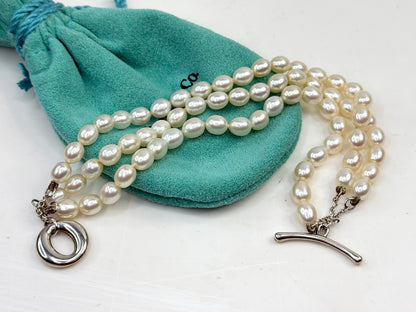 Tiffany & Co. Elsa Peretti Sevillana Toggle sterling Pearl Bracelet JR1356