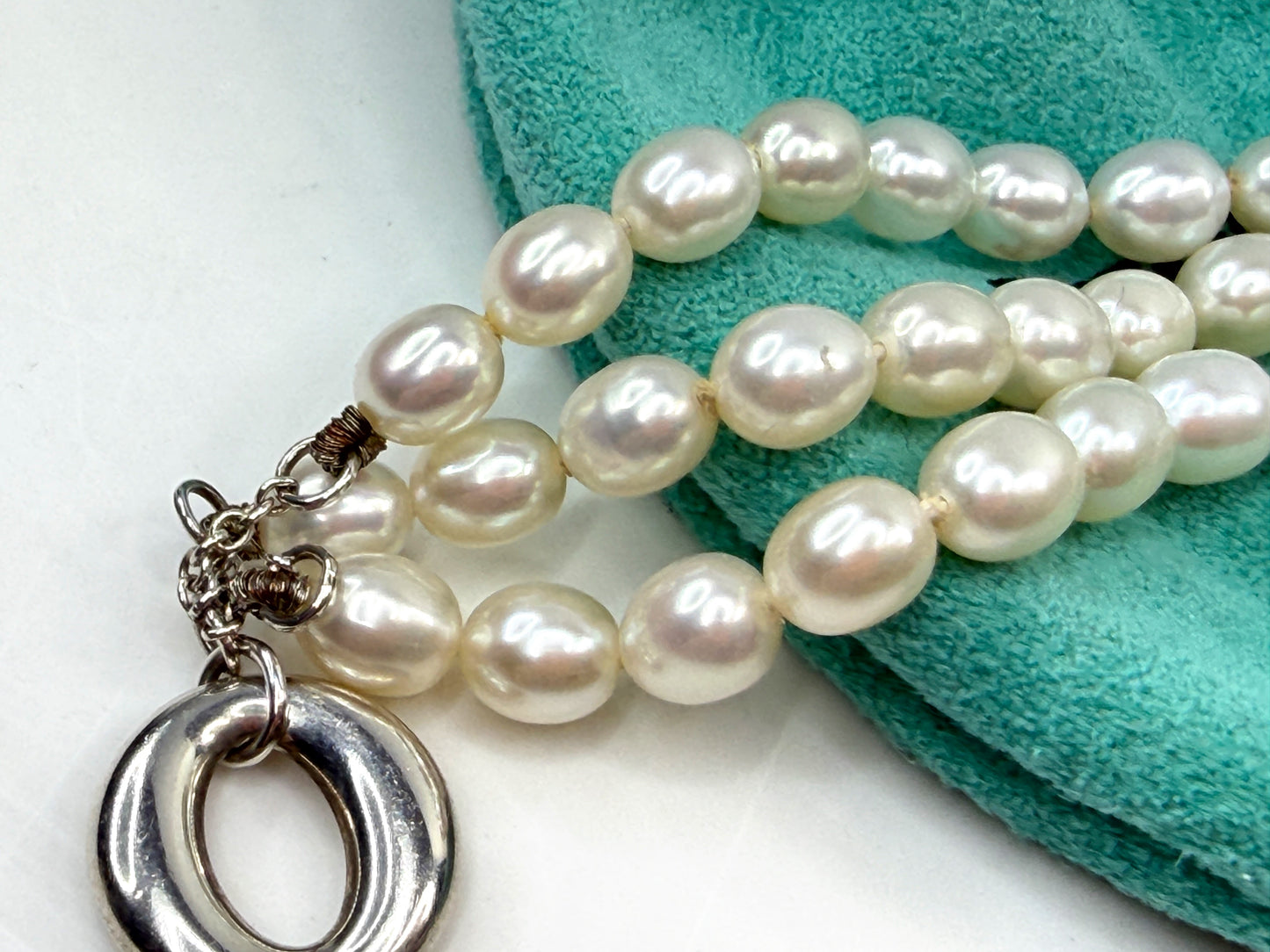 Tiffany & Co. Elsa Peretti Sevillana Toggle sterling Pearl Bracelet JR1356