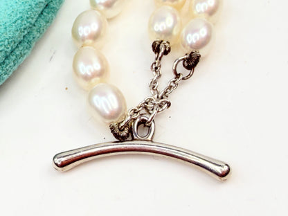Tiffany & Co. Elsa Peretti Sevillana Toggle sterling Pearl Bracelet JR1356