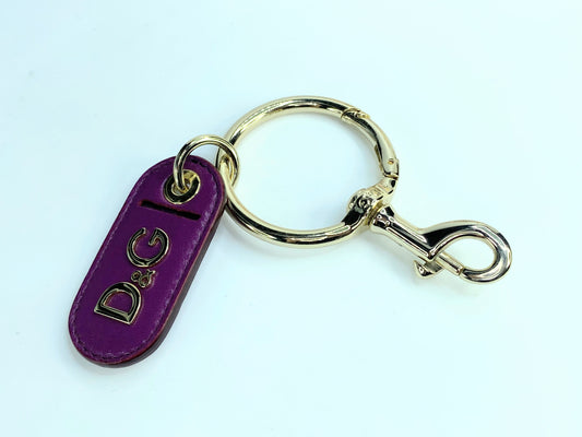 Dolce & Gabbana Keychain Leather Logo Metal Ring Hook Keyring GS65