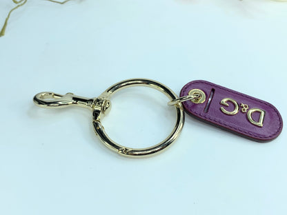 Dolce & Gabbana Keychain Leather Logo Metal Ring Hook Keyring GS65