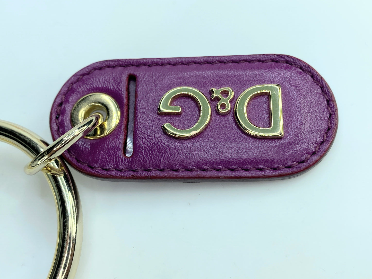 Dolce & Gabbana Keychain Leather Logo Metal Ring Hook Keyring GS65