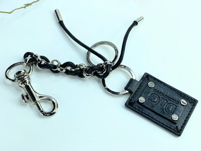 New Dolce & Gabbana Keychain Leather Logo Metal Ring Hook Keyring GS66