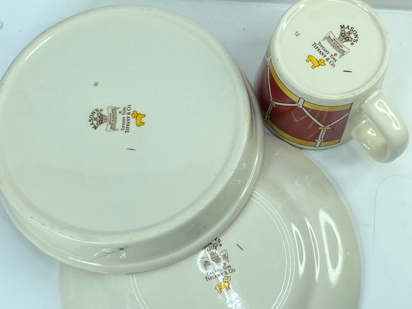 Tiffany & Co Mason's Ironstone 3-Piece Childs Dinnerware Cup plate Set 1990 A323