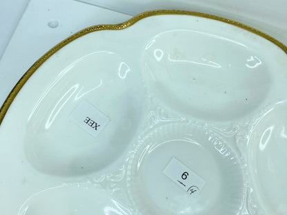 England Wedgwood Art Deco bone China Embossed & gold gilt oyster plate 9" A324
