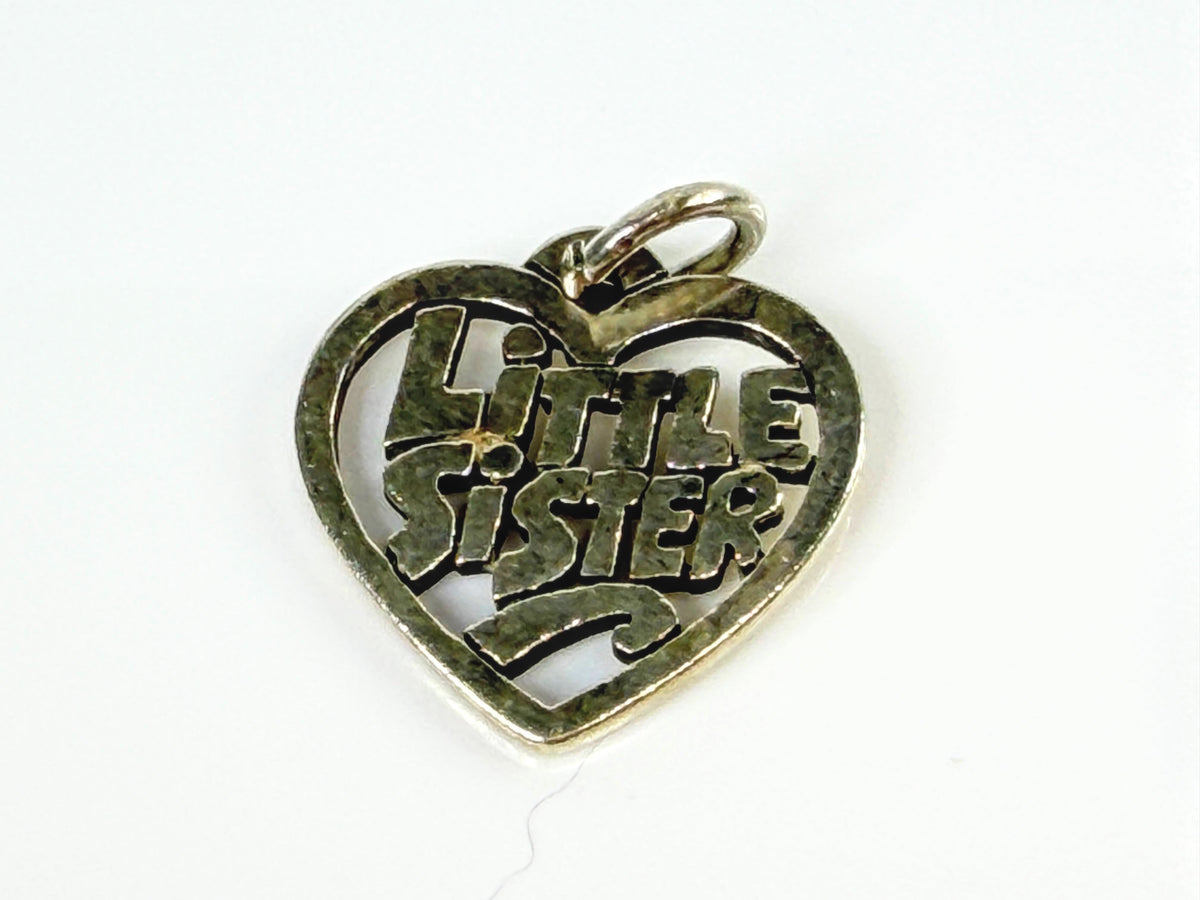 James Avery Sterling Silver Little Sister Heart Charm Family Jewelry JR2118