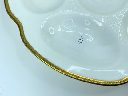 England Wedgwood Art Deco bone China Embossed & gold gilt oyster plate 9" A324