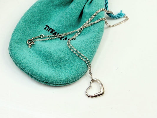 Vintage Tiffany & Co. Elsa Peretti Open Heart Necklace sterling 16in JR1360
