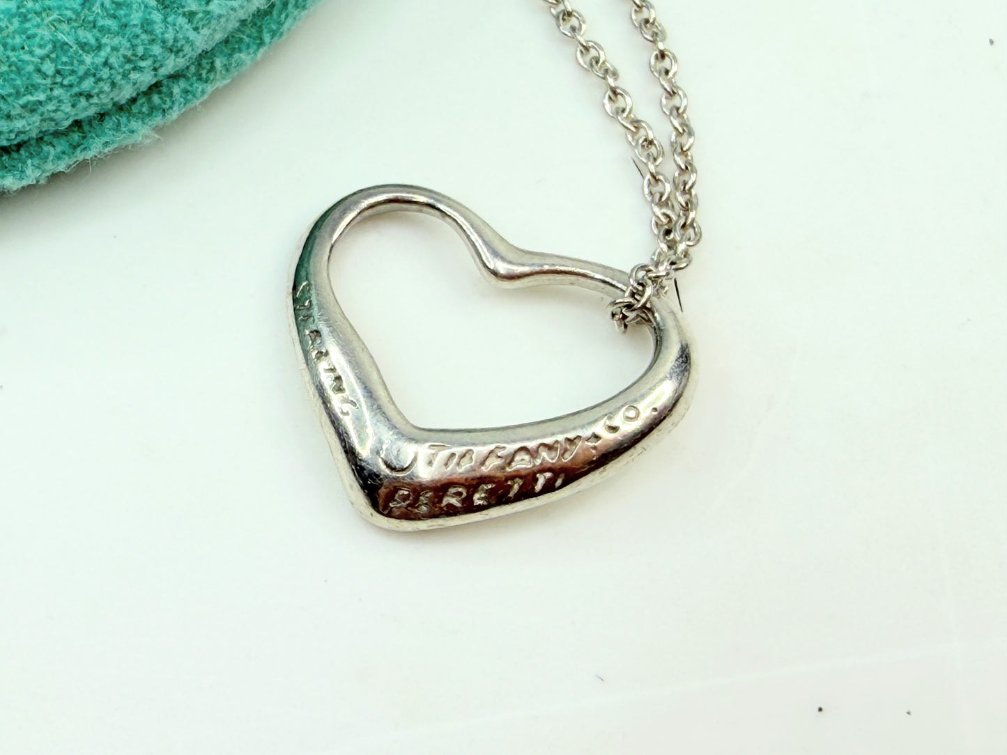 Vintage Tiffany & Co. Elsa Peretti Open Heart Necklace sterling 16in JR1360