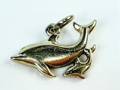 James Avery Sterling Silver Mother Baby Dolphin Ocean Animal Charm JR2149