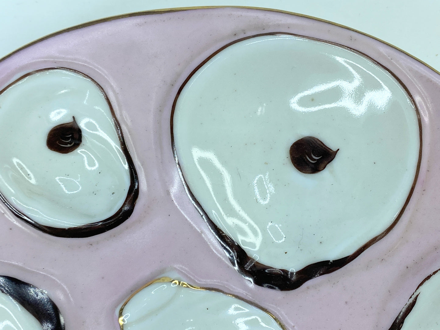 Antique earthenware lavender oyster plate, France, late 19th century 8.5" A326