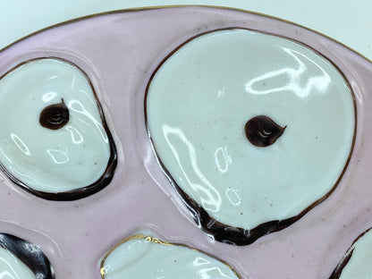 Antique earthenware lavender oyster plate, France, late 19th century 8.5" A326