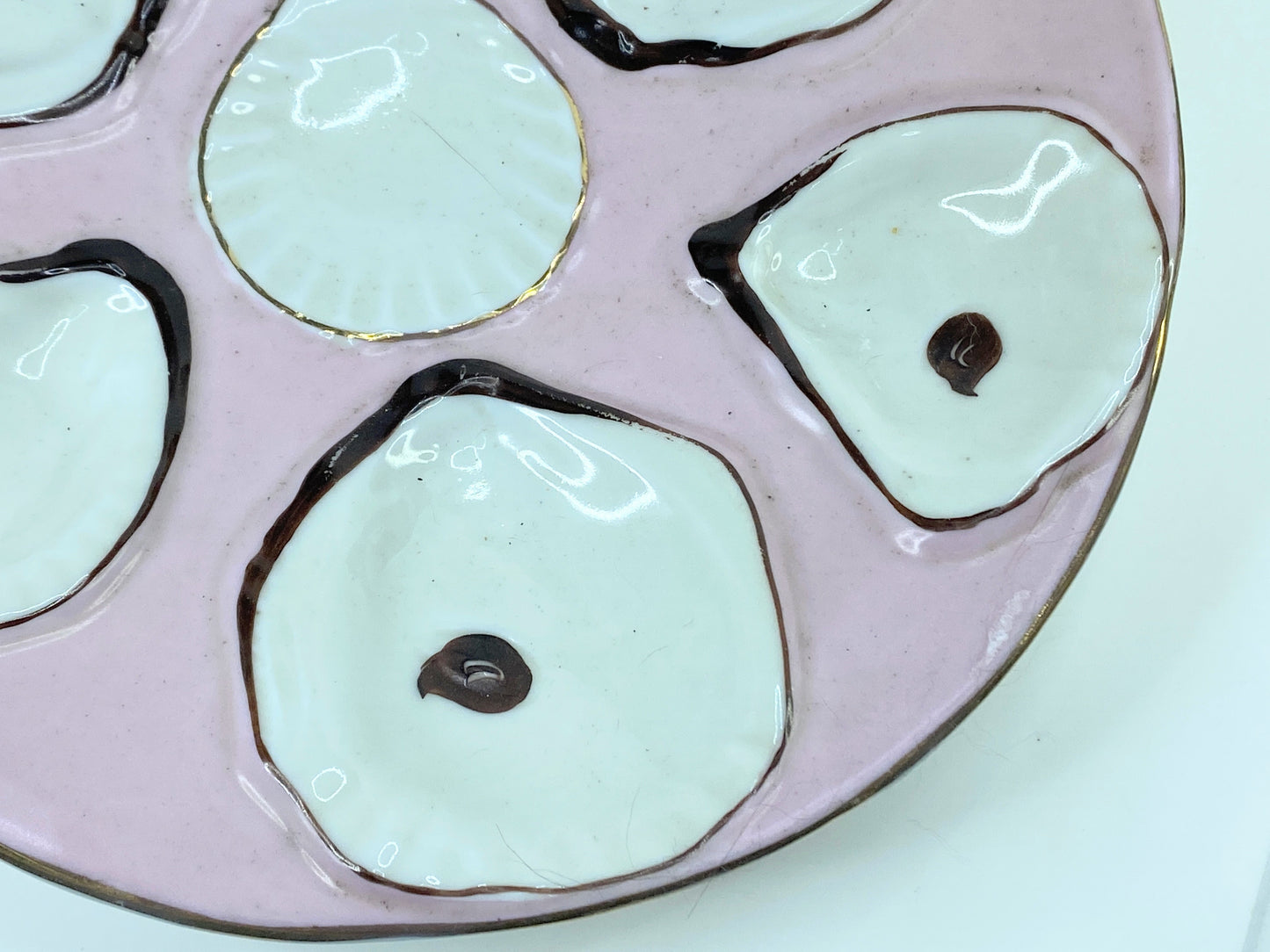 Antique earthenware lavender oyster plate, France, late 19th century 8.5" A326