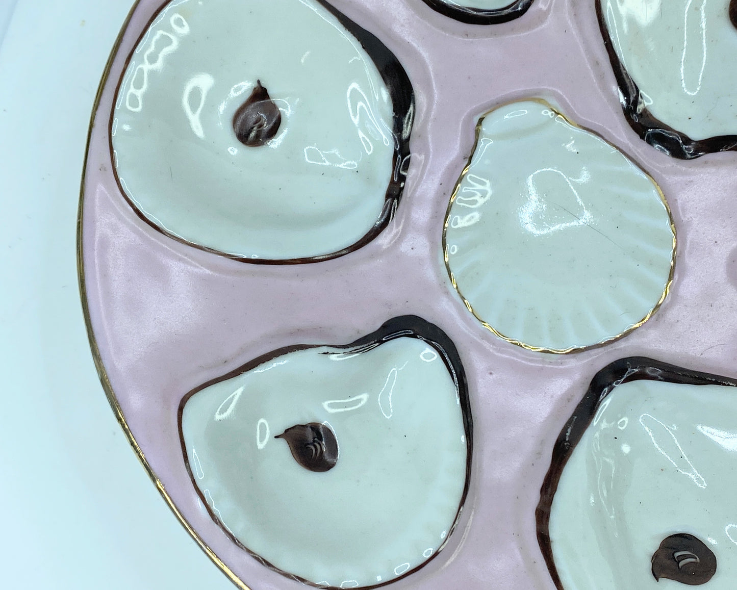 Antique earthenware lavender oyster plate, France, late 19th century 8.5" A326