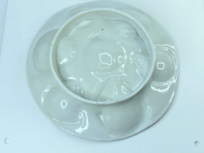 Antique earthenware lavender oyster plate, France, late 19th century 8.5" A326