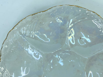 Gien France c1950 embossed glazed earthenware six wells Oyster plate 9.5" A334