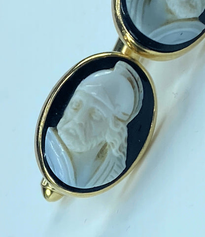 Art Deco Shell Cameo cufflinks warrior italian Cameo Jewelry in 14K